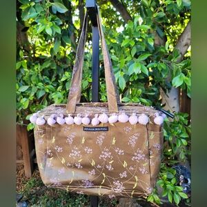 Petunia Pickle Bottom Tote Bag Pompoms Details Toddler Tote Bag / Diaper Bag